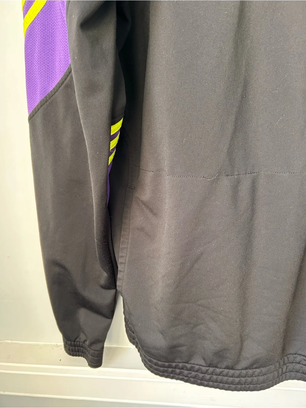 adidas Hoodie Mens Colorblock Black Purple Neon Yellow 1/4 Zip Pullover Athletic